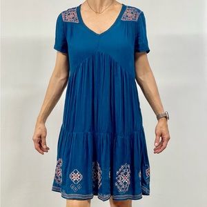 Knox Rose Blue Embroidered Mini Dress